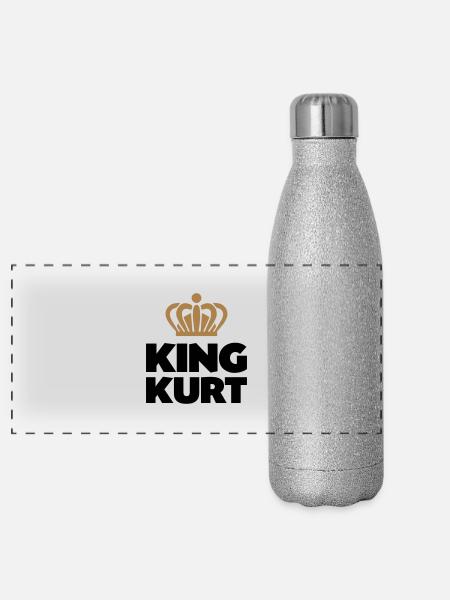 King kurt name thing crown - Panoramic Glitter Thermal Bottle 500 ml - silver glitter - Front