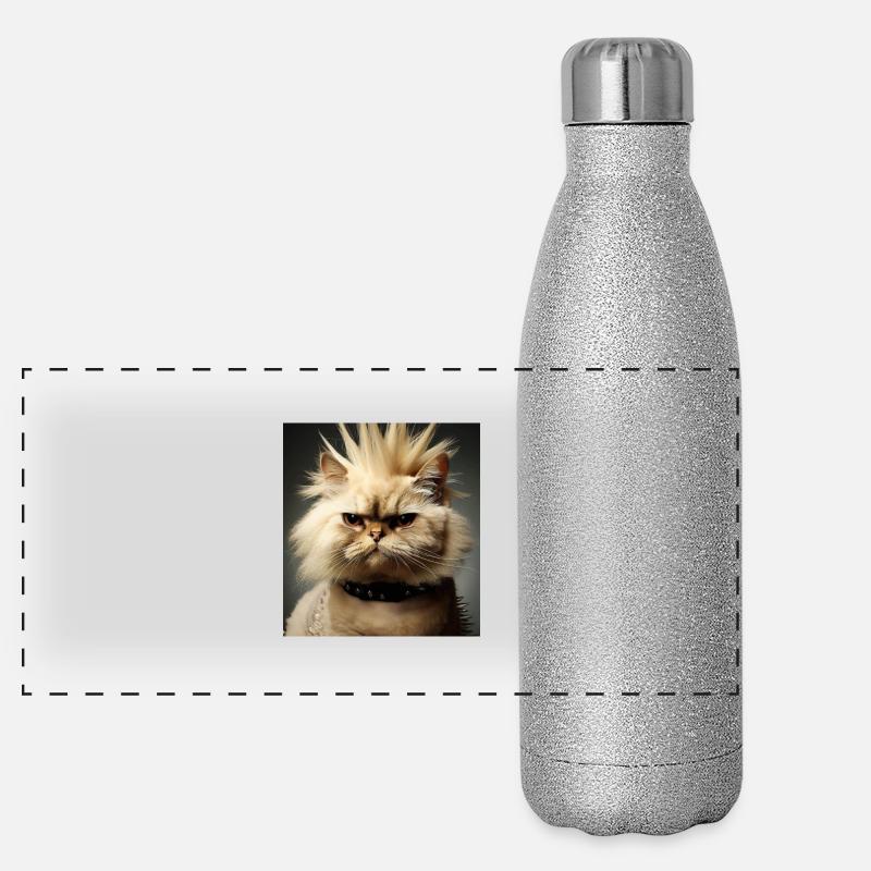 Perserkatze Negan als Punk Panorama Glitzer Isolierflasche 500 ml