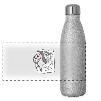 Playing Cards and the Reaper: Dark Showdown - Panoramic Glitter Thermal Bottle 500 ml - silver glitter - Front