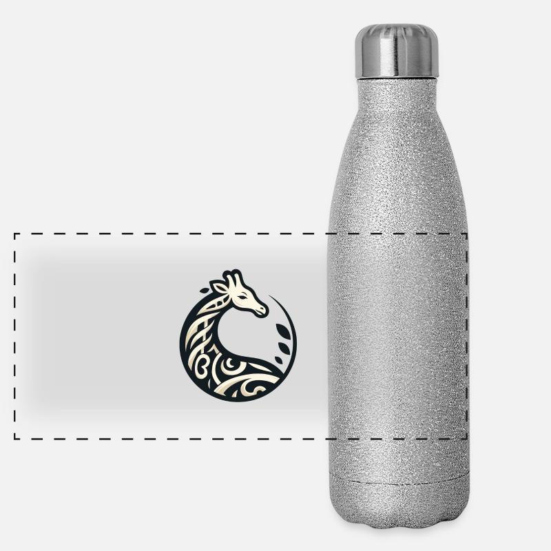 Giraffe: Natur-Illustration Panorama Glitzer Isolierflasche 500 ml