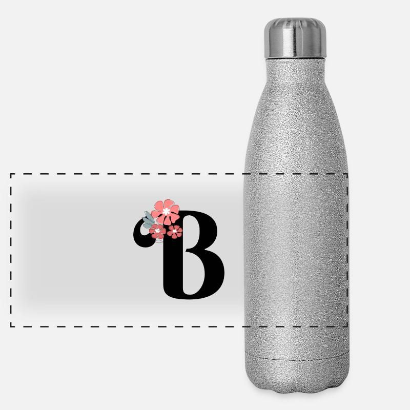 Buchstabe b Minimalistische Blumen Panorama Glitzer Isolierflasche 500 ml