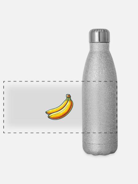 Bananas - Panoramic Glitter Thermal Bottle 500 ml - silver glitter - Front