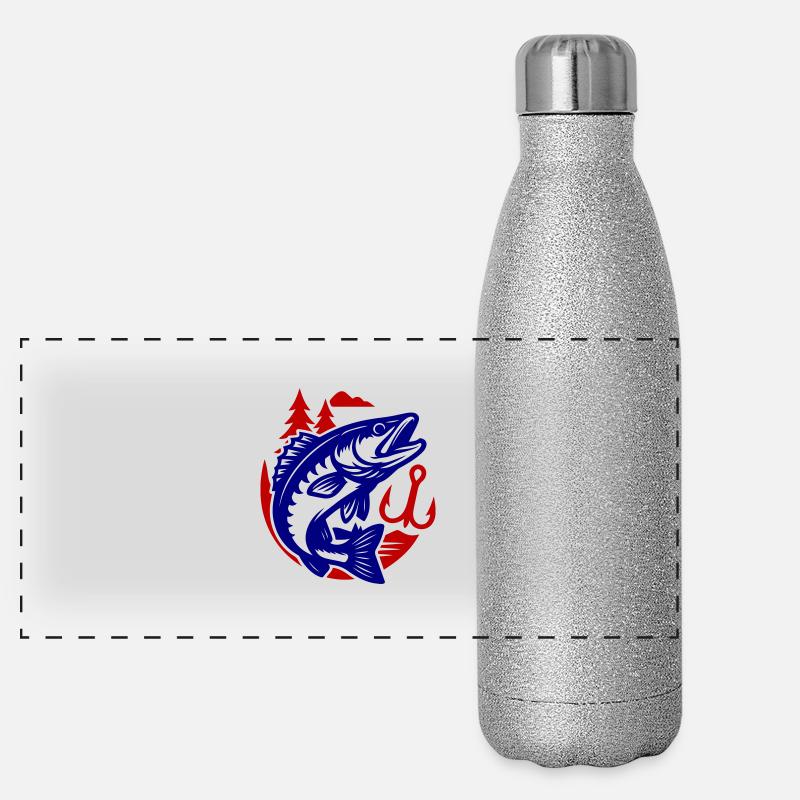 Hecht Fisch Angeln Panorama Glitzer Isolierflasche 500 ml