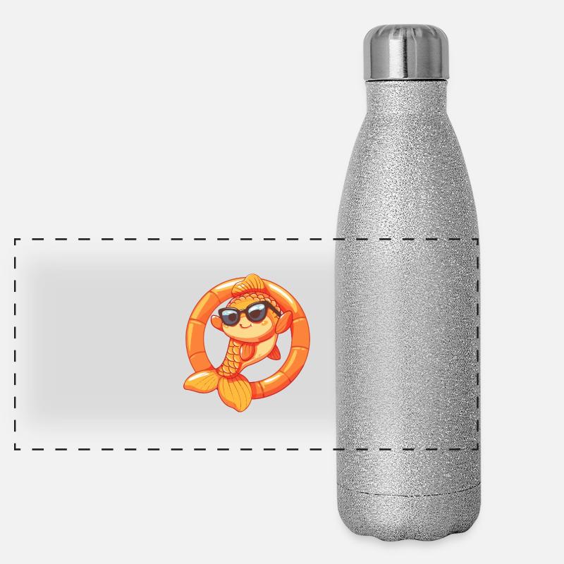 Poisson rouge Bande dessinée Cool Gourde isotherme panoramique pailletée 500 ml