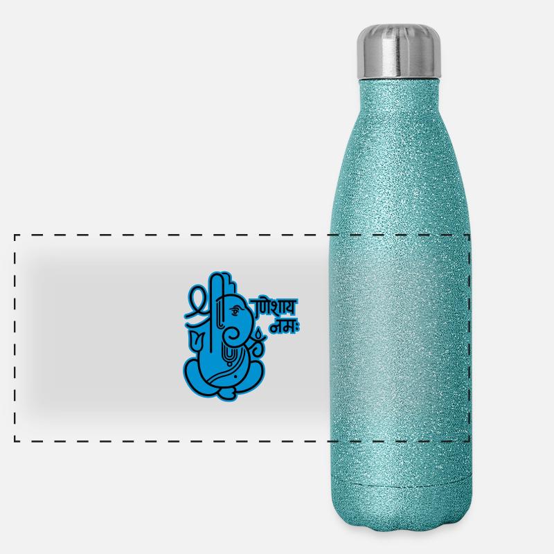 Ganesha Elephant No.05_2c Panoramic Glitter Thermal Bottle 500 ml