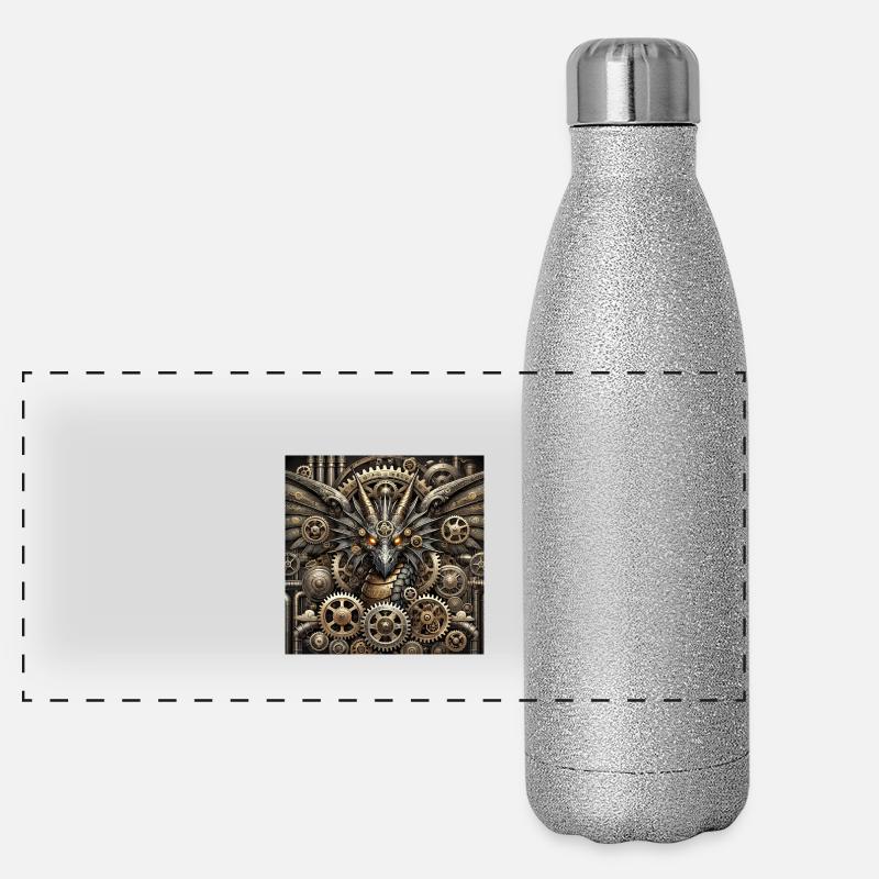 Steampunk Drachen Lord Panorama Glitzer Isolierflasche 500 ml