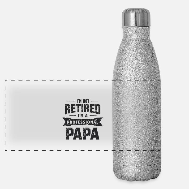 Papa professionnel Pas de pension de retraite Retraité Gourde isotherme panoramique pailletée 500 ml