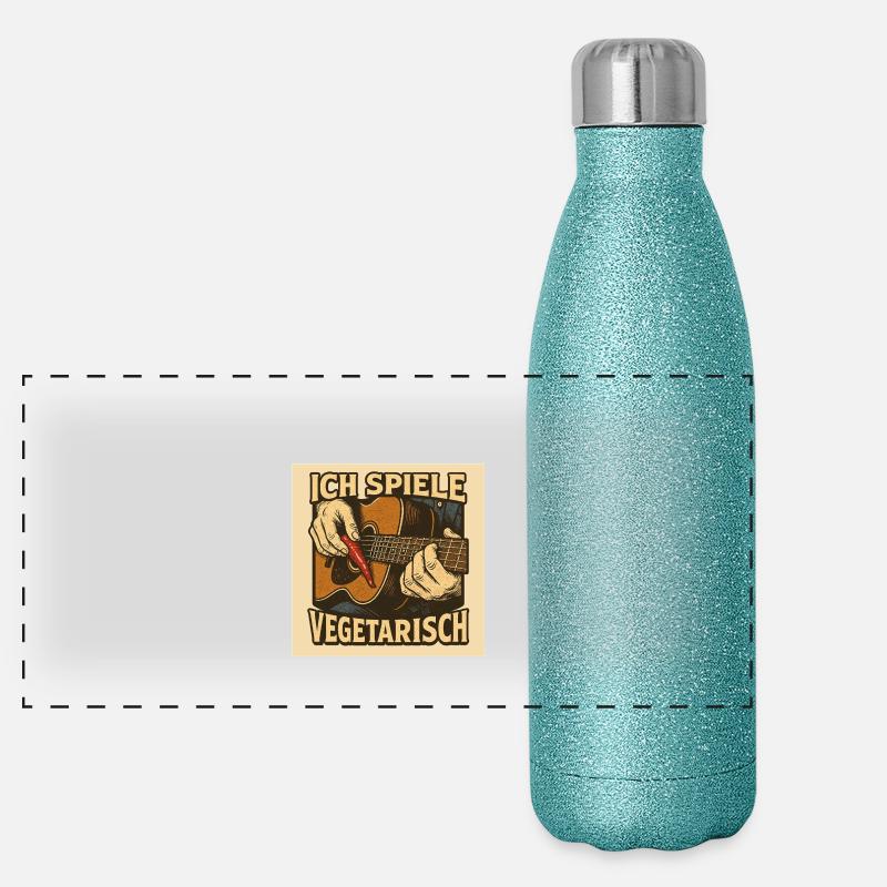 Gitarre ich spiele vegetarisch Panorama Glitzer Isolierflasche 500 ml