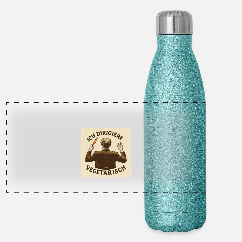 Dirigent Ich dirigiere vegetarisch Panorama Glitzer Isolierflasche 500 ml