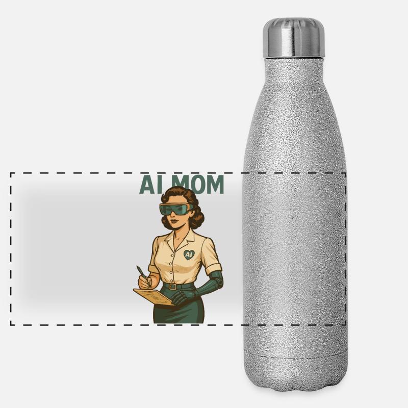 AI Mom Retro Panorama Glitzer Isolierflasche 500 ml