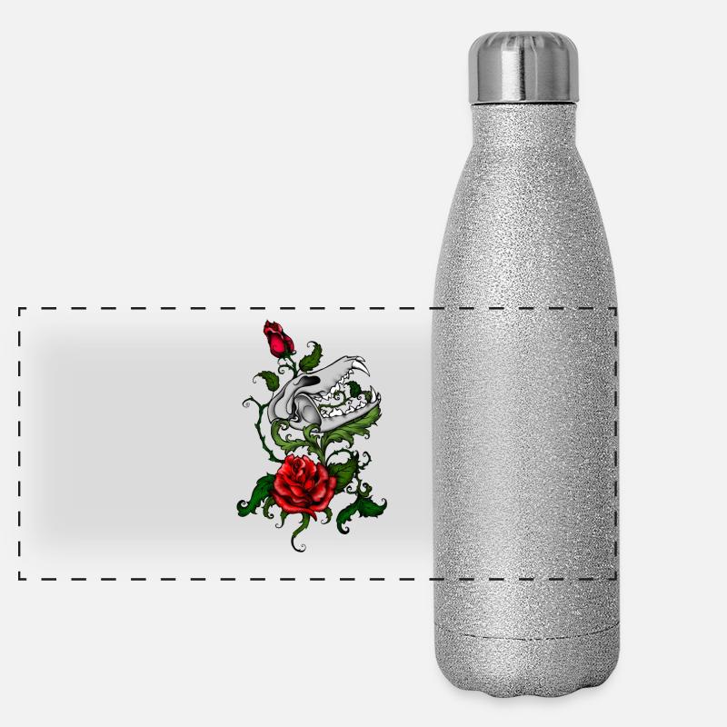 Skull and roses Panoramic Glitter Thermal Bottle 500 ml
