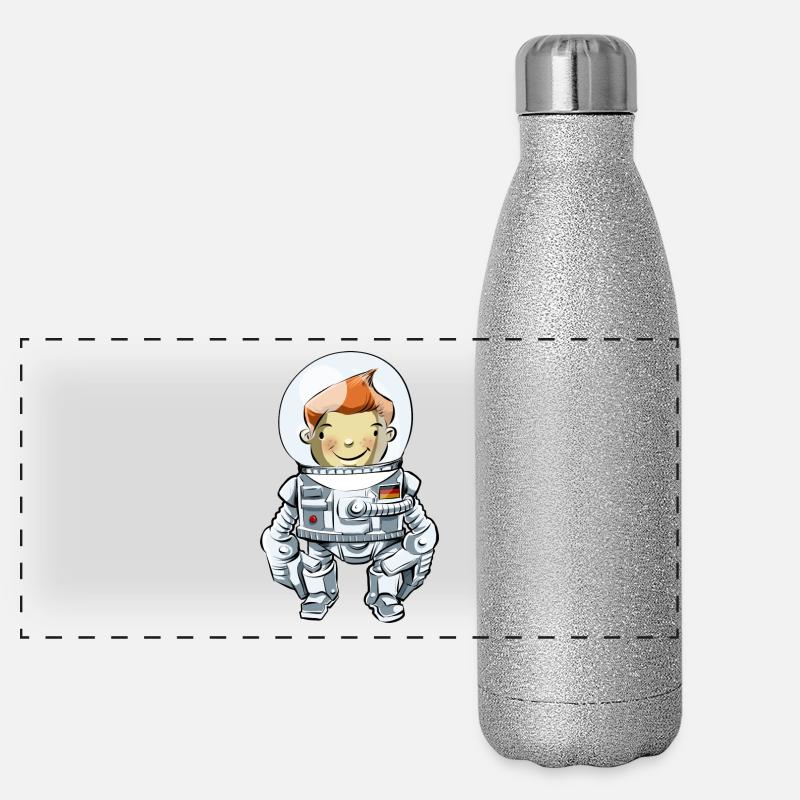 Junger Astronaut Panorama Glitzer Isolierflasche 500 ml
