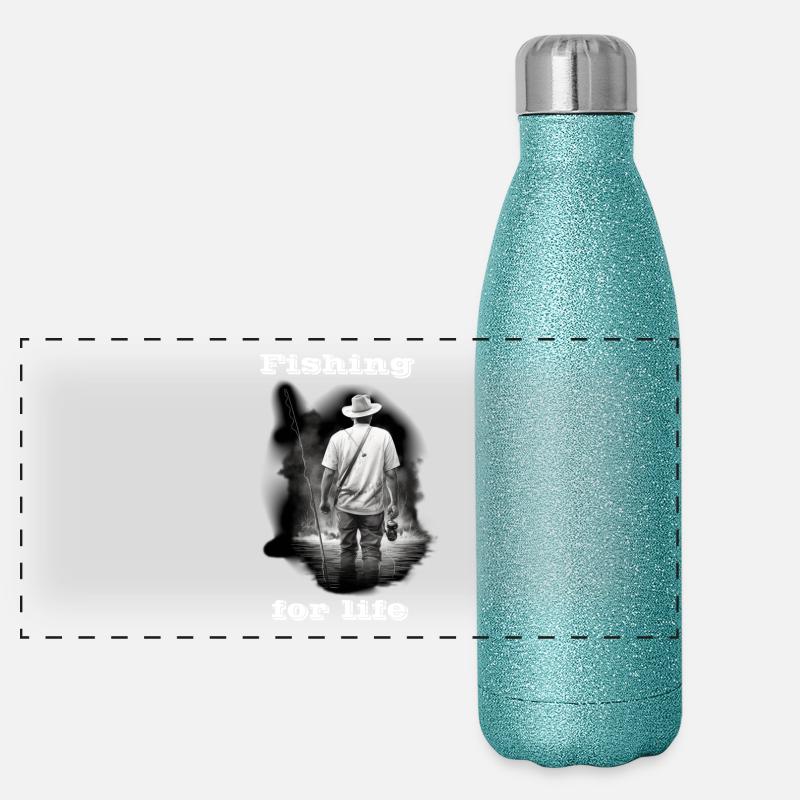 Pêche à la vie blanche Gourde isotherme panoramique pailletée 500 ml