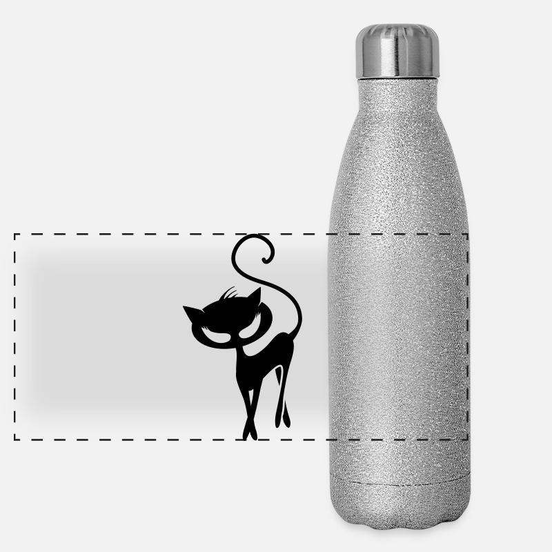 A black cat Panoramic Glitter Thermal Bottle 500 ml