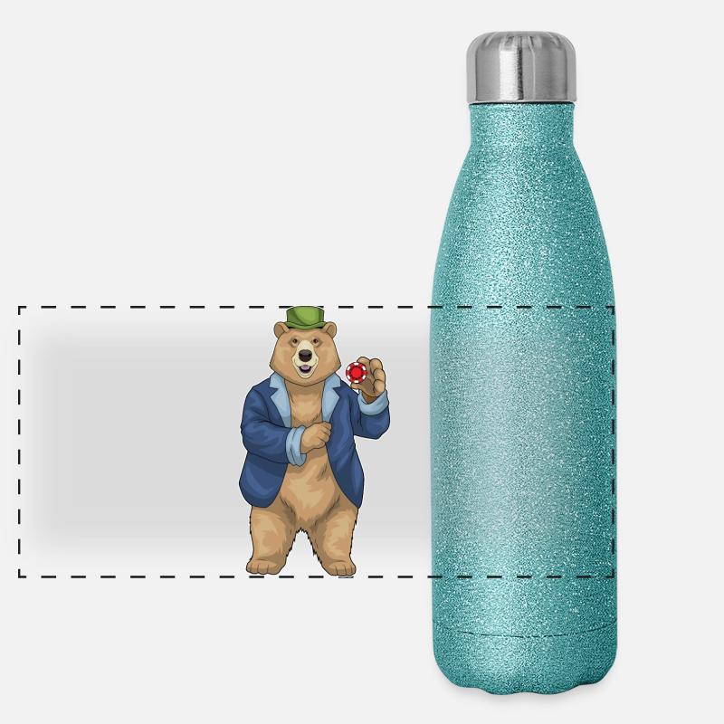 Bear Poker Jetons de poker Gourde isotherme panoramique pailletée 500 ml