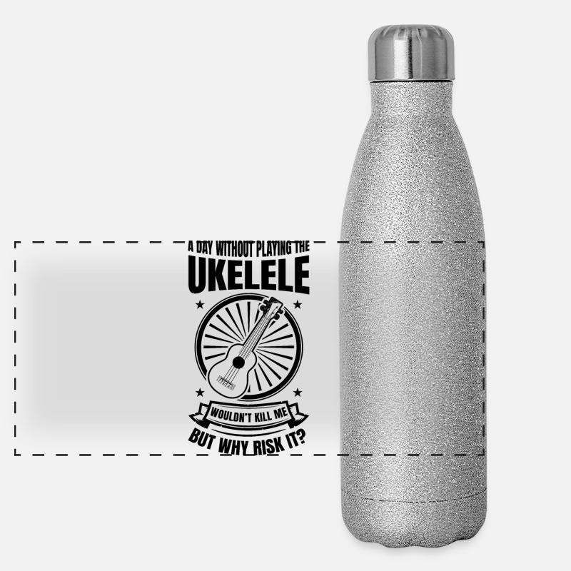 Ukulele Lehrer Scherz Panorama Glitzer Isolierflasche 500 ml