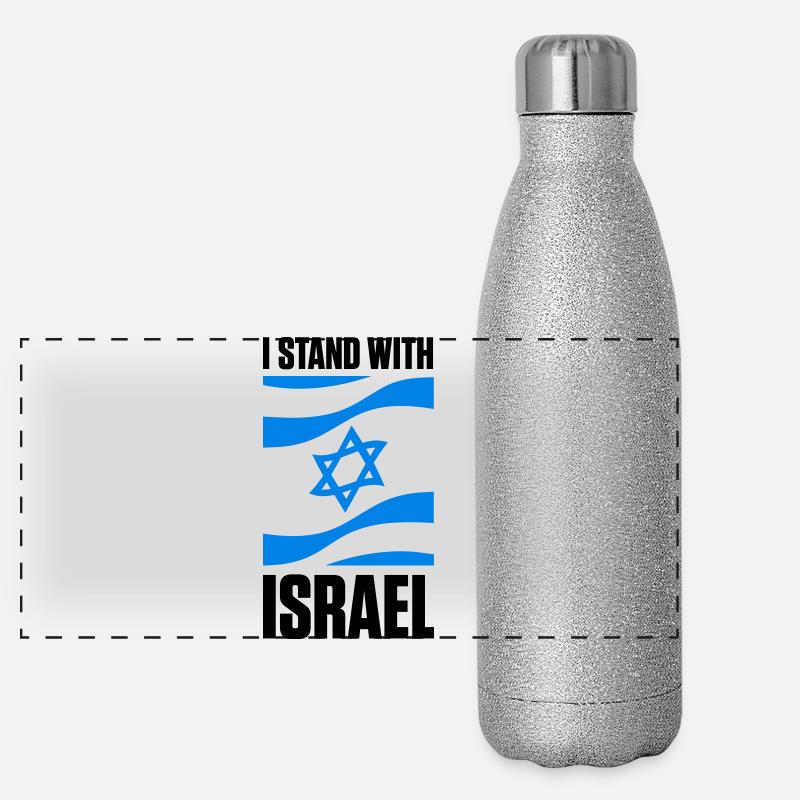 Stand with Israel Jerusalem Tel Aviv Étoile de David Gourde isotherme panoramique pailletée 500 ml