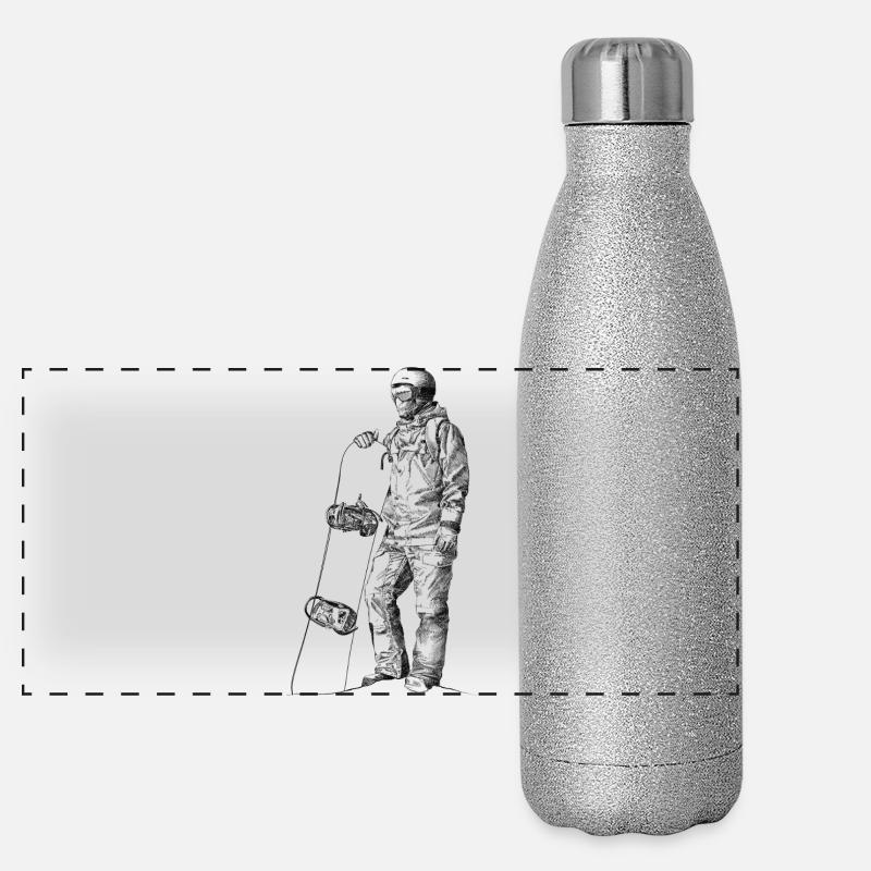 Freerider Snowboarder Panoramic Glitter Thermal Bottle 500 ml