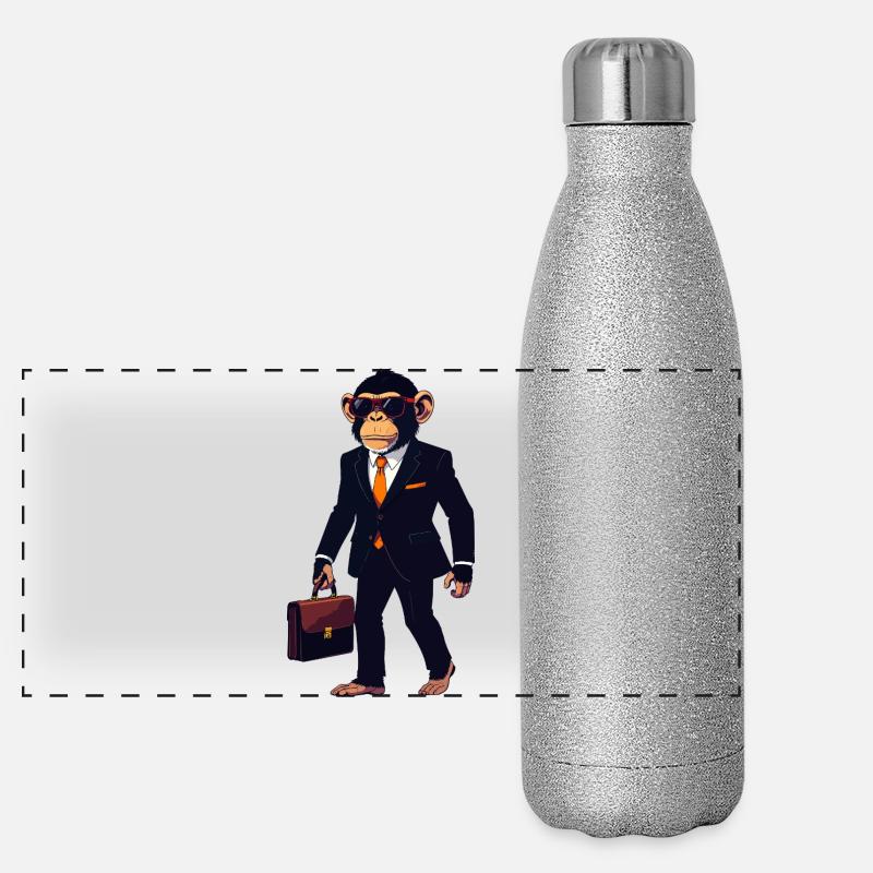 Singe en costume avec valise Responsable de l’humour Mortiv Gourde isotherme panoramique pailletée 500 ml