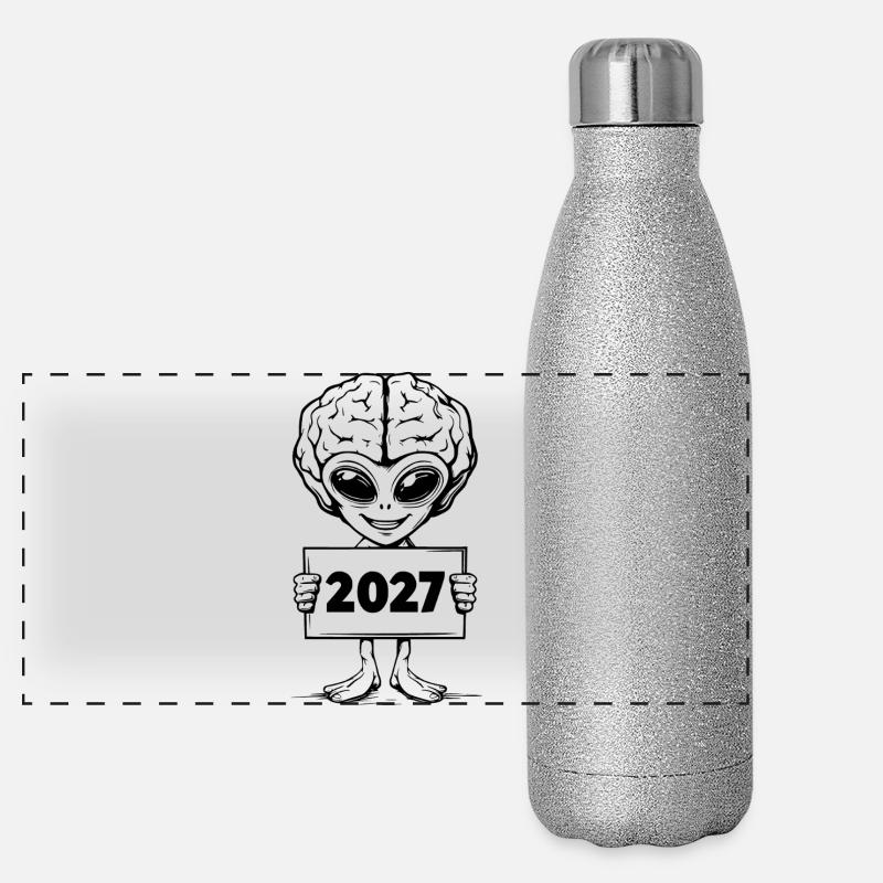Alien with a brain Panoramic Glitter Thermal Bottle 500 ml