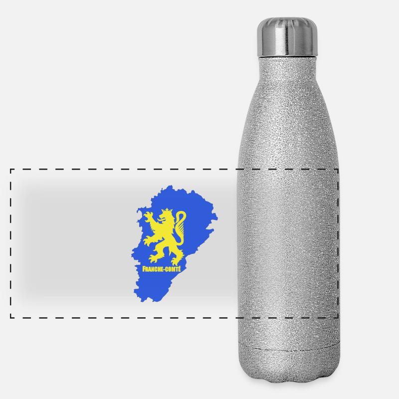 Carte Franche-Comté + lion Gourde isotherme panoramique pailletée 500 ml