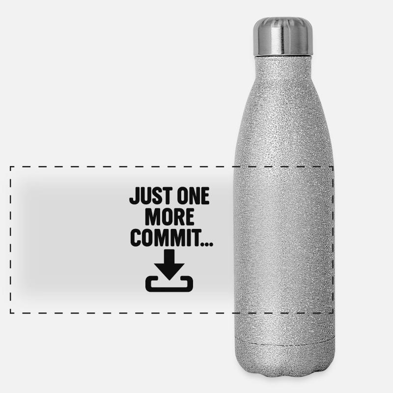 Just One More Commit – Funny Programmer T-Shirt Panorama Glitzer Isolierflasche 500 ml