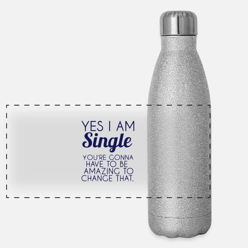 JA ICH BIN SINGLE Panorama Glitzer Isolierflasche 500 ml