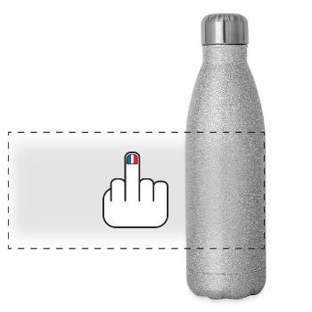 French manucure doigt d'honneur bleu blanc rouge - Gourde isotherme panoramique pailletée 500 ml - paillettes argentées - Devant