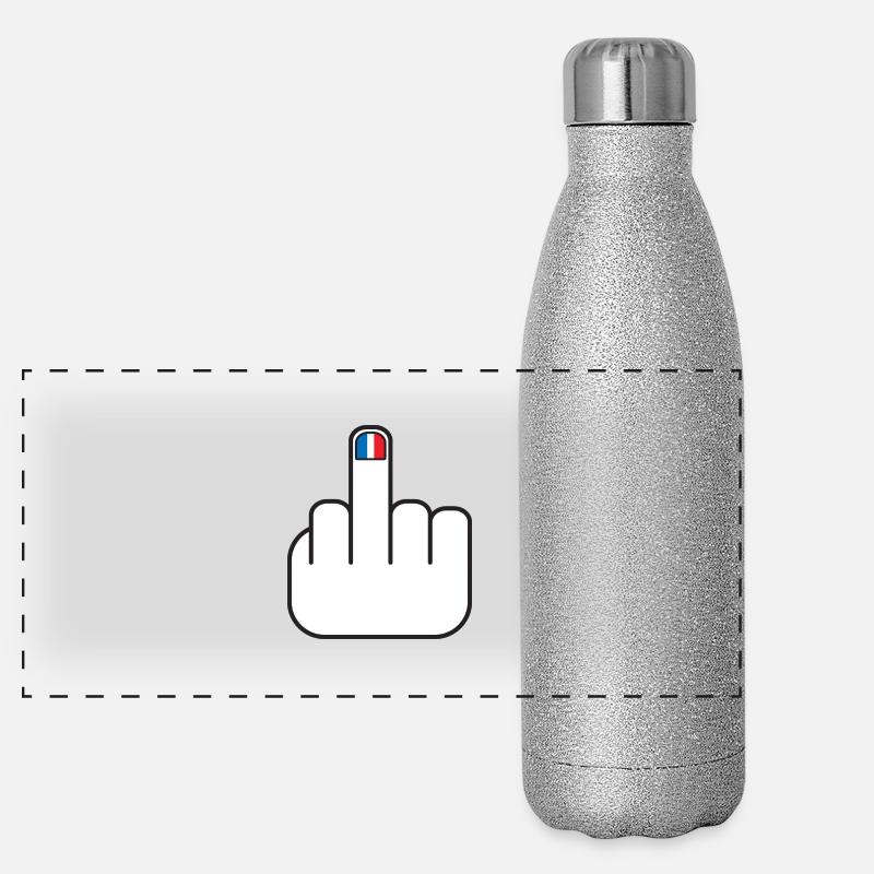 French manucure doigt d'honneur bleu blanc rouge Gourde isotherme panoramique pailletée 500 ml