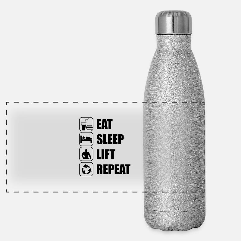 Eat Sleep Lift Repeat Gourde isotherme panoramique pailletée 500 ml