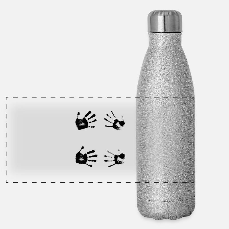 Schwarze Handabdrücke. Geschenk Panorama Glitzer Isolierflasche 500 ml