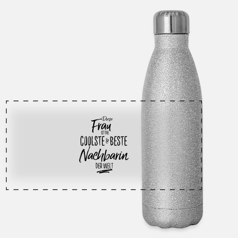 nachbarin - die Beste (s) Panorama Glitzer Isolierflasche 500 ml