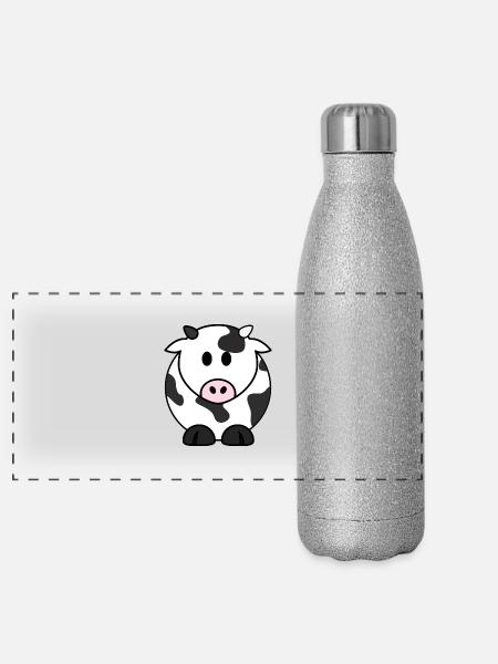 cow259 - Panorama Glitzer Isolierflasche 500 ml - Silber Glitzer - Vorne