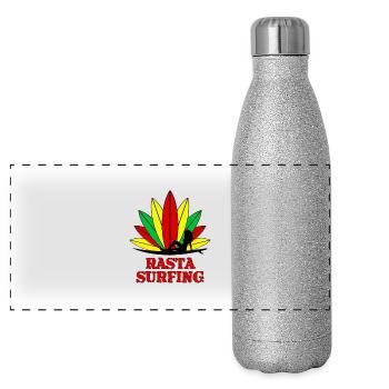 rasta surfing - Gourde isotherme panoramique pailletée 500 ml - paillettes argentées - Devant