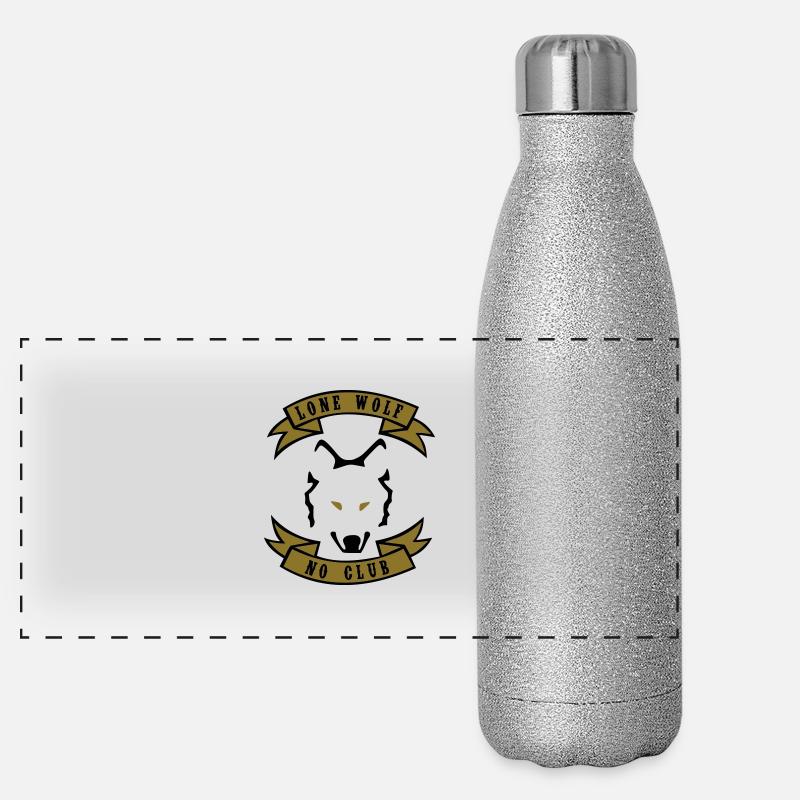 Lone wolf - No club - Panoramic Glitter Thermal Bottle 500 ml - silver glitter