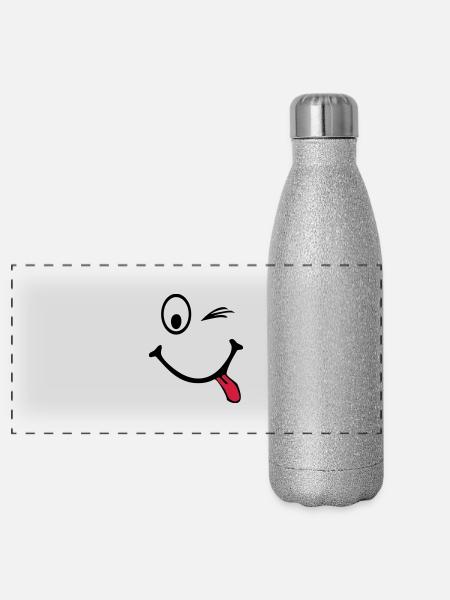 Smiley - Panoramic Glitter Thermal Bottle 500 ml - silver glitter - Front