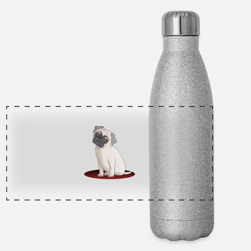 Süßer Designer Mops mit super Effekten Panorama Glitzer Isolierflasche 500 ml