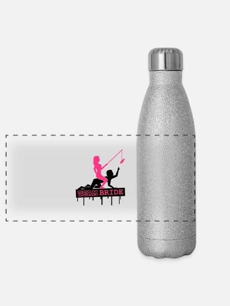 Team Bride - Panorama Glitzer Isolierflasche 500 ml - Silber Glitzer - Vorne