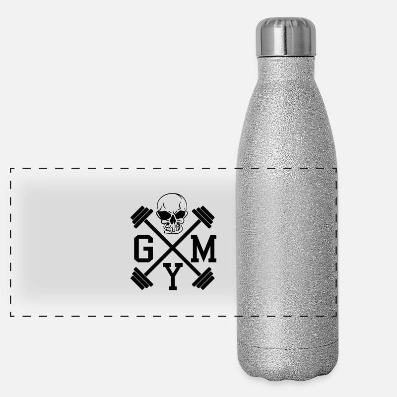 GYM Bodybuilding dumbbells Skull Skull 1c - Panoramic Glitter Thermal Bottle 500 ml - silver glitter