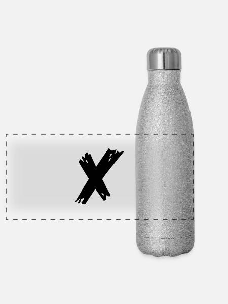 X - Panoramic Glitter Thermal Bottle 500 ml - silver glitter - Front