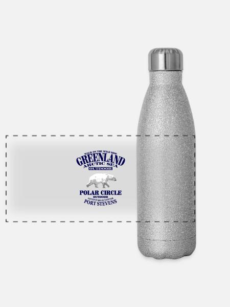Greenland - Polar Bear - Grönland - Panorama Glitzer Isolierflasche 500 ml - Silber Glitzer - Vorne