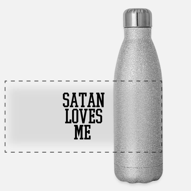 satan loves me Panorama Glitzer Isolierflasche 500 ml