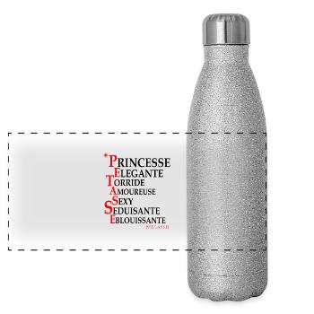 pétasse - Gourde isotherme panoramique pailletée 500 ml - paillettes argentées - Devant