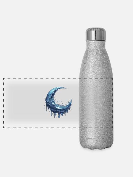 Melting Moon - Panoramic Glitter Thermal Bottle 500 ml - silver glitter - Front