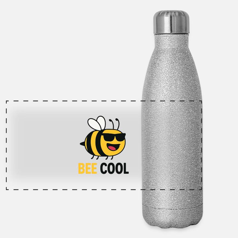 Bee Cool – Lustige Sonnenbrillenbiene Panorama Glitzer Isolierflasche 500 ml