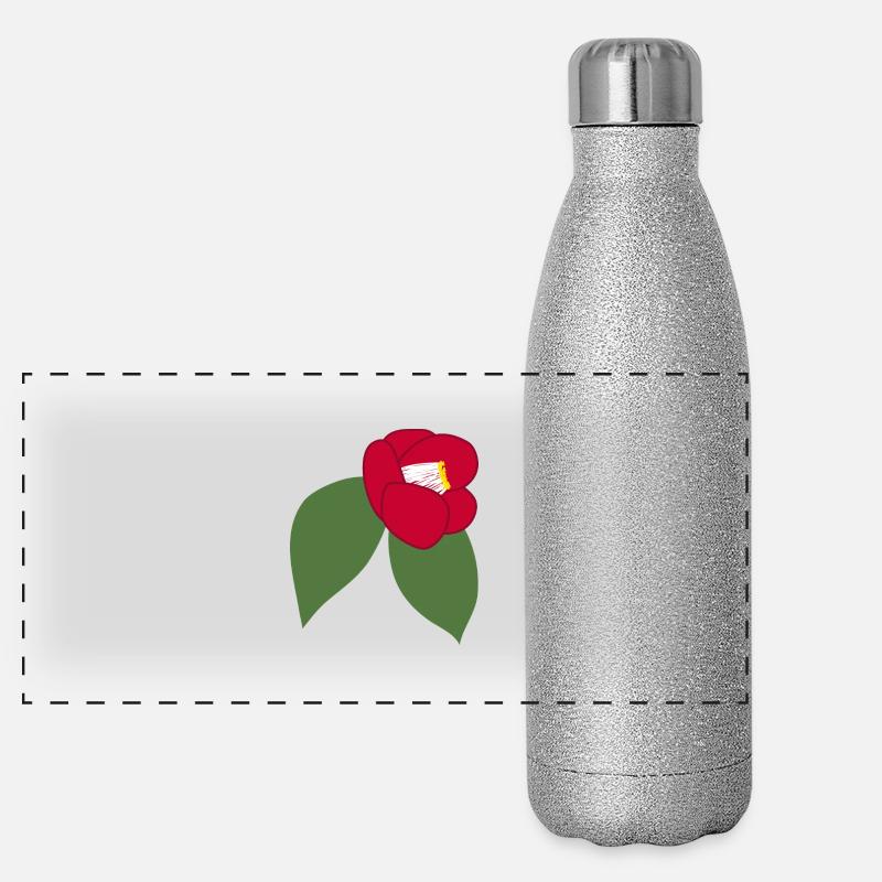 Elegante Rote Kamelienblüte Illustration1 Panorama Glitzer Isolierflasche 500 ml
