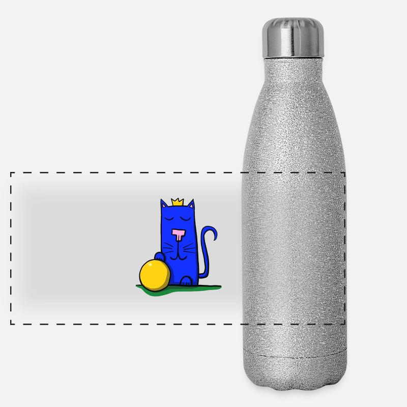 Katze mit Krone Panorama Glitzer Isolierflasche 500 ml