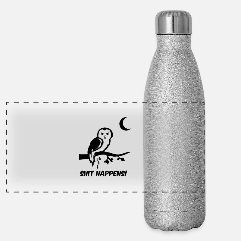 Owl Shit Happens Gourde isotherme panoramique pailletée 500 ml