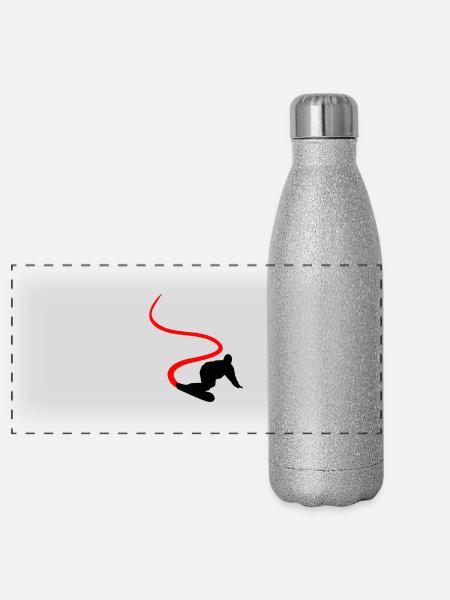 Snowboarder - Snowboard - Panorama Glitzer Isolierflasche 500 ml - Silber Glitzer