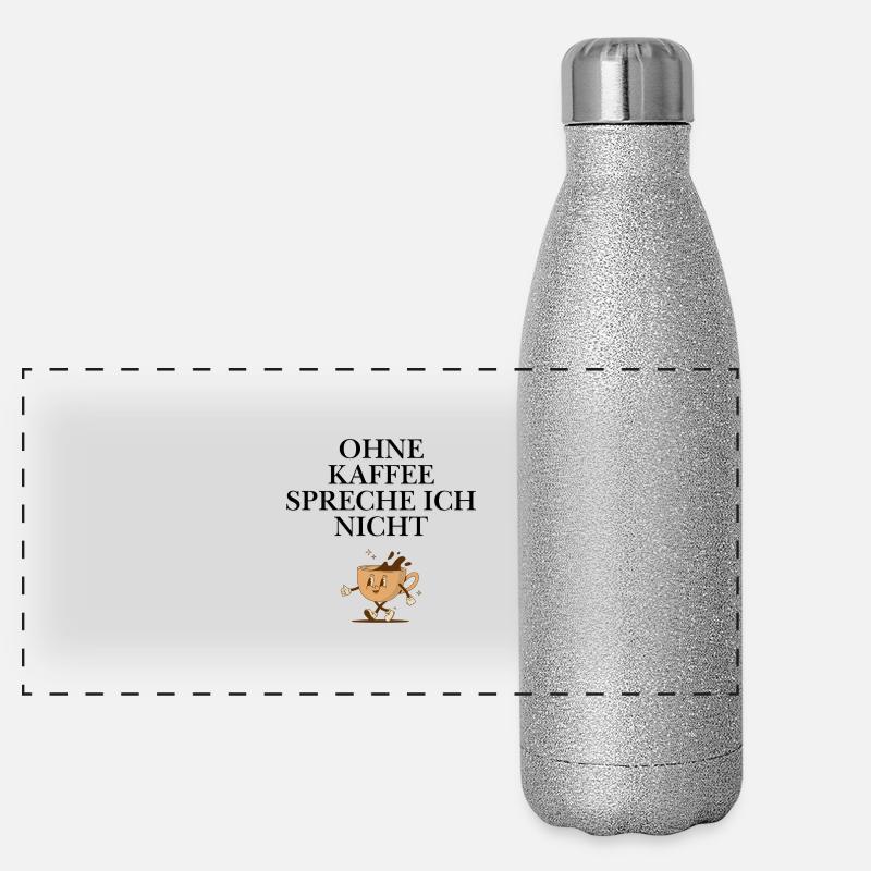 Kaffee und Morgen - Panorama Glitzer Isolierflasche 500 ml - Silber Glitzer